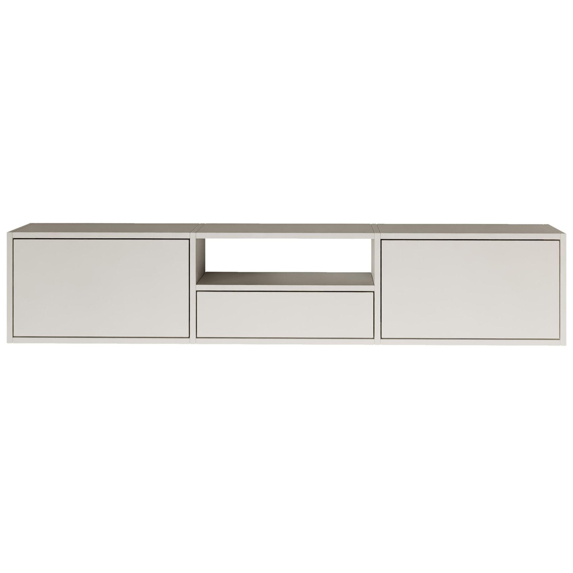 TV-LOWBOARD hängend, 3 Klappen und Ablage, Weiß, 150 cm - Weiß, Holzwerkstoff (150.1/30/30cm) - Selsey