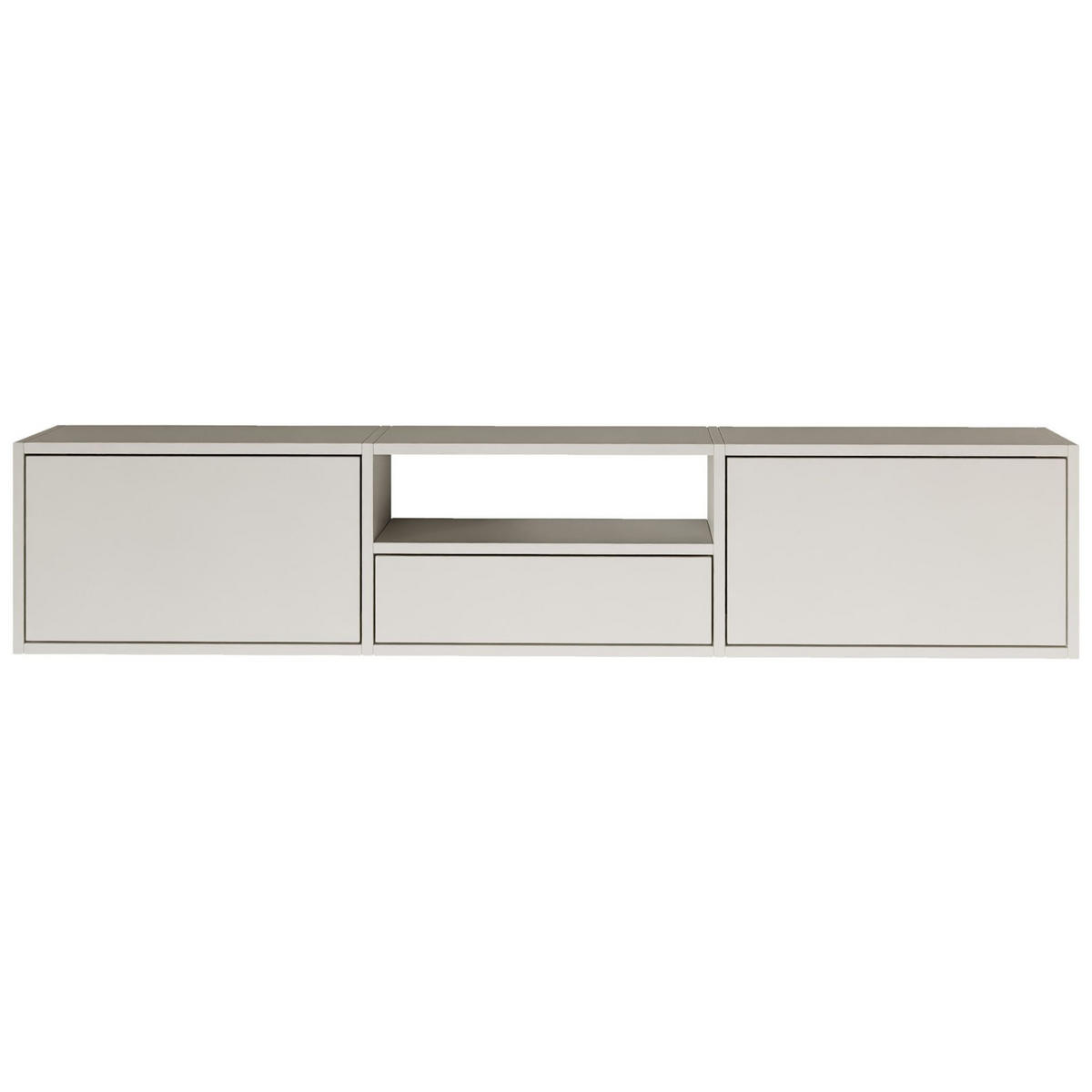 TV-LOWBOARD hängend, 3 Klappen und Ablage, Weiß, 150 cm - Weiß, Holzwerkstoff (150.1/30/30cm) - Selsey