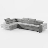ECKSOFA VEMO NOVA Links Grau Velours-Stoff mit Schlaffunktion und Bettkasten - Grau, Textil (341/202cm) - Barchello