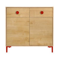 KOMMODE mit 2 Türen und 2 Schubladen ALISE Kids - Rot/Eiche Artisan, Holzwerkstoff (90/85/45cm) - RNT By Really Nice Things
