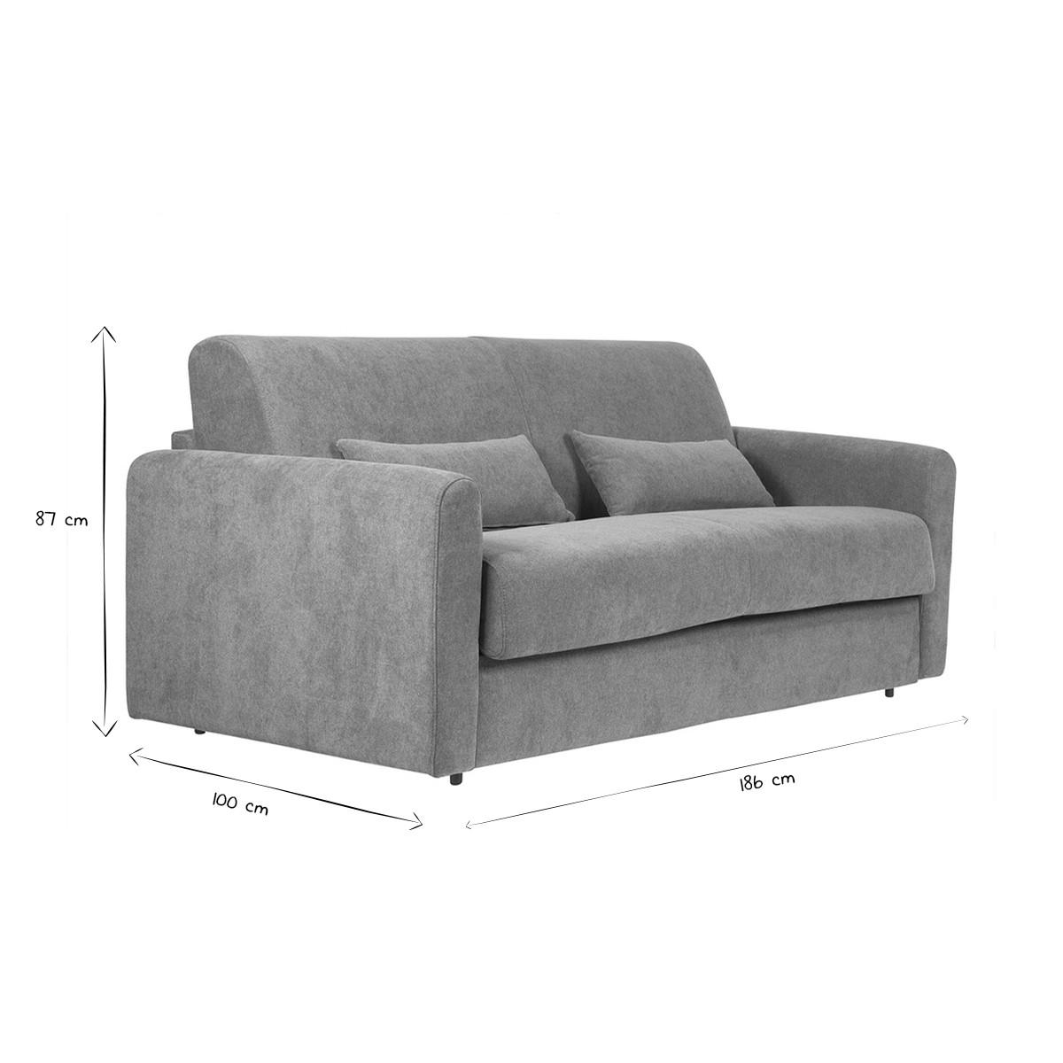 SCHLAFSOFA 3-Sitzer Stoff Samtoptik Terracotta Matratze 13cm LETTO - Terracotta, Textil (100/87/186cm) - Miliboo