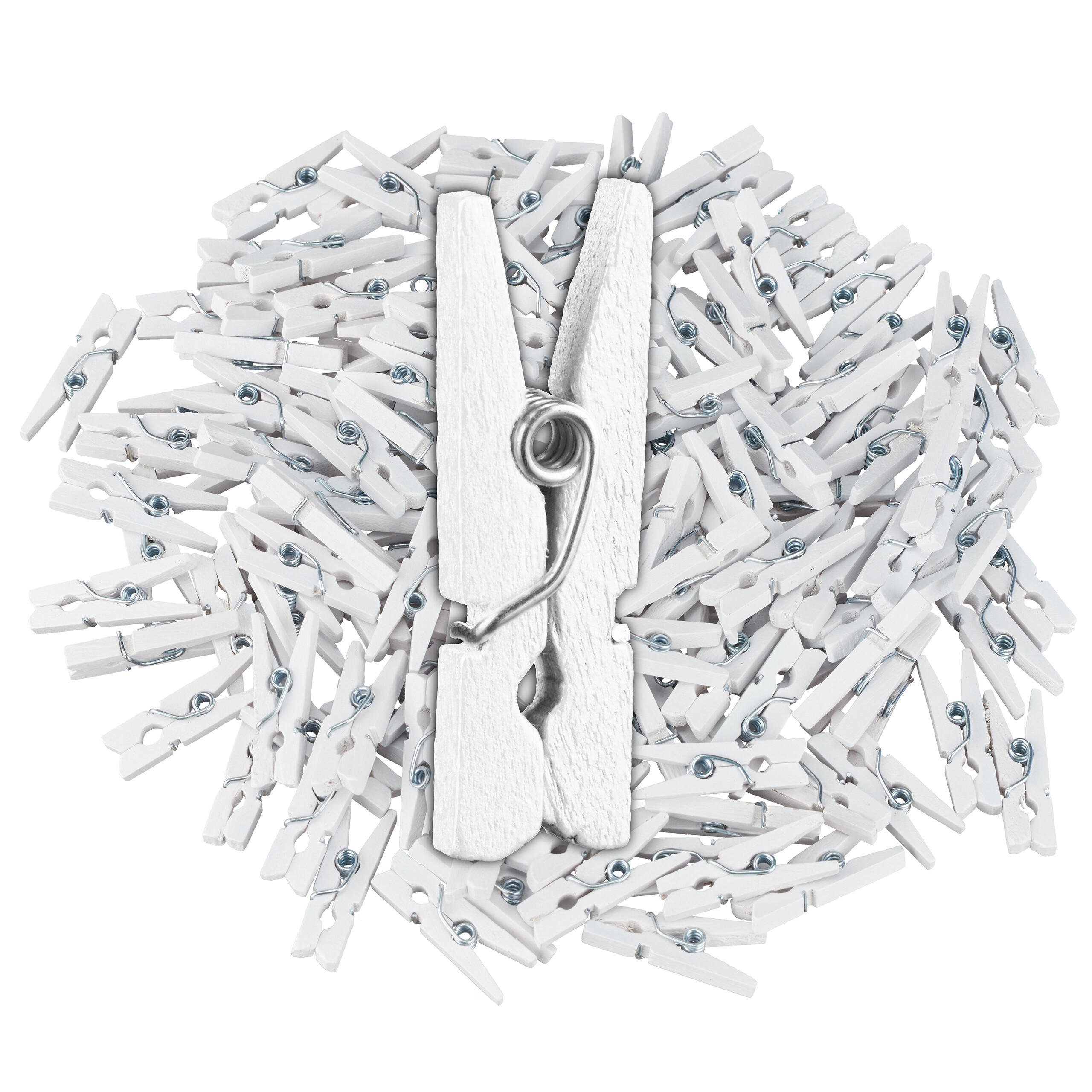 400XMINI-HOLZKLAMMERN - Weiß, Holz (0.8/2.5/0.3cm) - Relaxdays