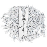 400XMINI-HOLZKLAMMERN - Weiß, Holz (0.8/2.5/0.3cm) - Relaxdays