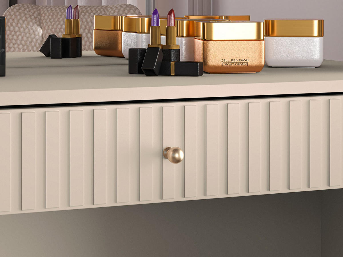 SCHMINKTISCH Caletto Beige 92 cm - Beige/Goldfarben, Holzwerkstoff/Metall (40/91.6/78cm) - Selsey