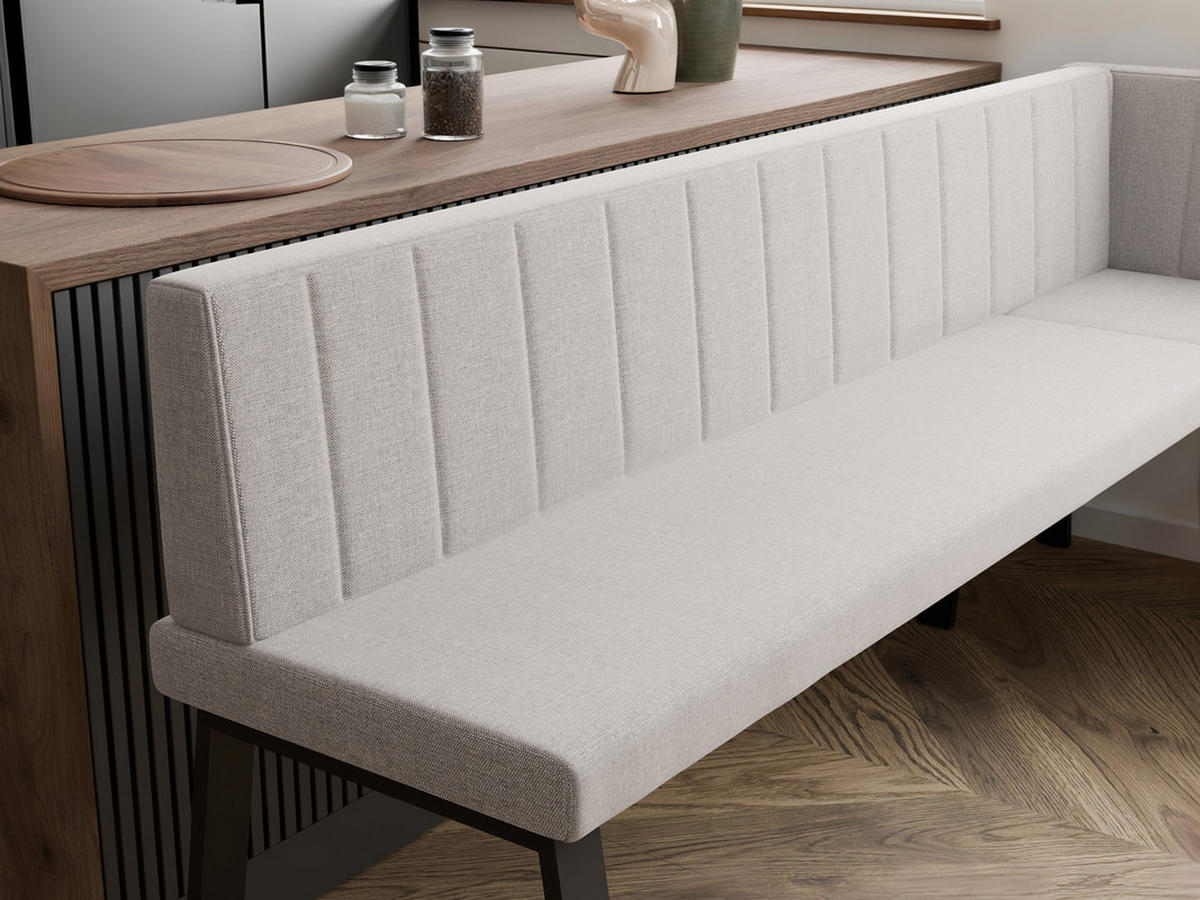 ECKBANK rechts MONO Y Webstoff gesteppt, 168/128 cm Beige - Beige, Textil/Metall (128/168cm) - Idohome