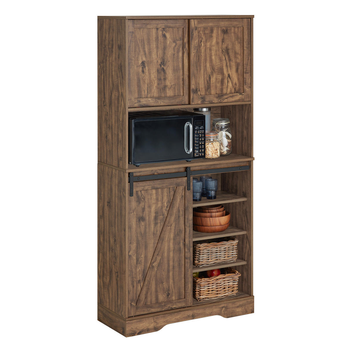 KÜCHENSCHRANK Vintage - Braun, Holzwerkstoff (80/170/34cm) - SoBuy