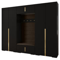 GARDEROBEN-SET 236,7/300/47 - Goldfarben/Schwarz, Holz/Kunststoff (300/236.7/47cm) - Abiks Möbel