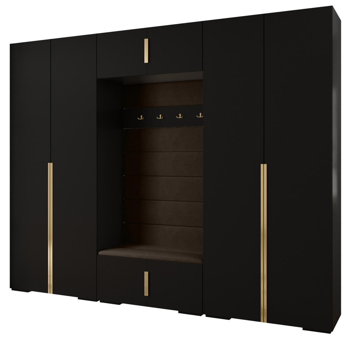 GARDEROBEN-SET 236,7/300/47 - Goldfarben/Schwarz, Holz/Kunststoff (300/236.7/47cm) - Abiks Möbel