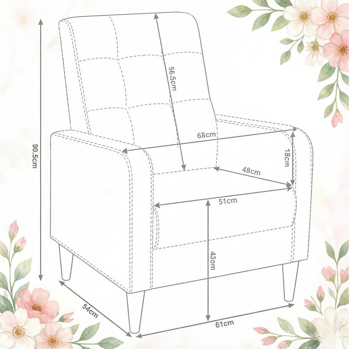 SESSEL Nordischer Stil mit hoher Rückenlehne, DE-42157, Hellgrau - Hellgrau, Holzwerkstoff (61/90.5/54cm) - ComfortXL