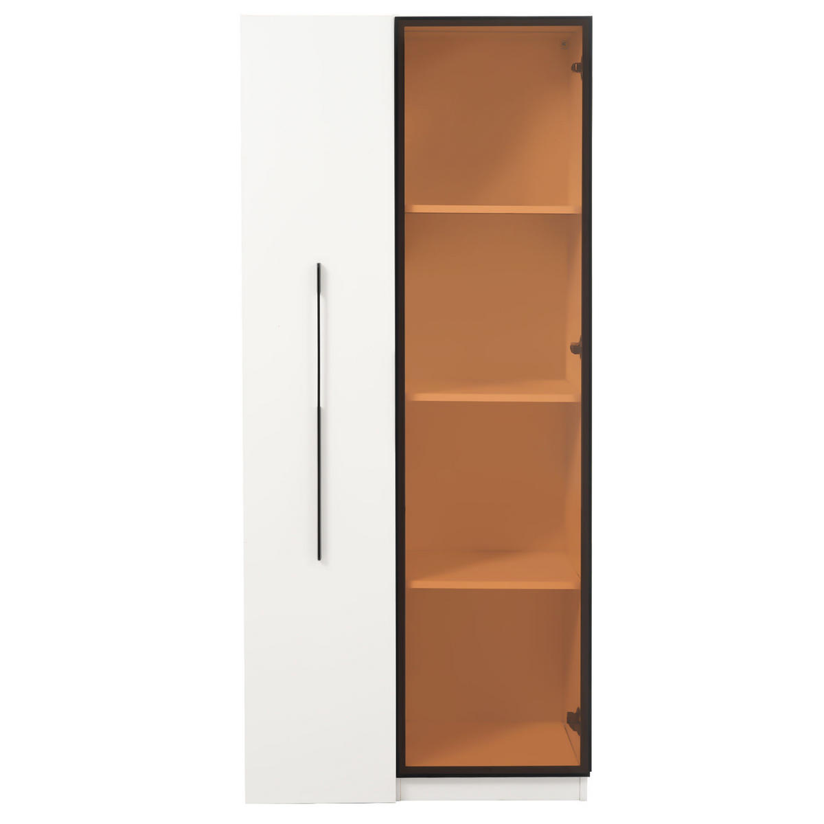 VITRINE 160cm Glas LED Aluminium Rollen modern - Weiß, Holzwerkstoff (70/160/40cm) - FLIEKS