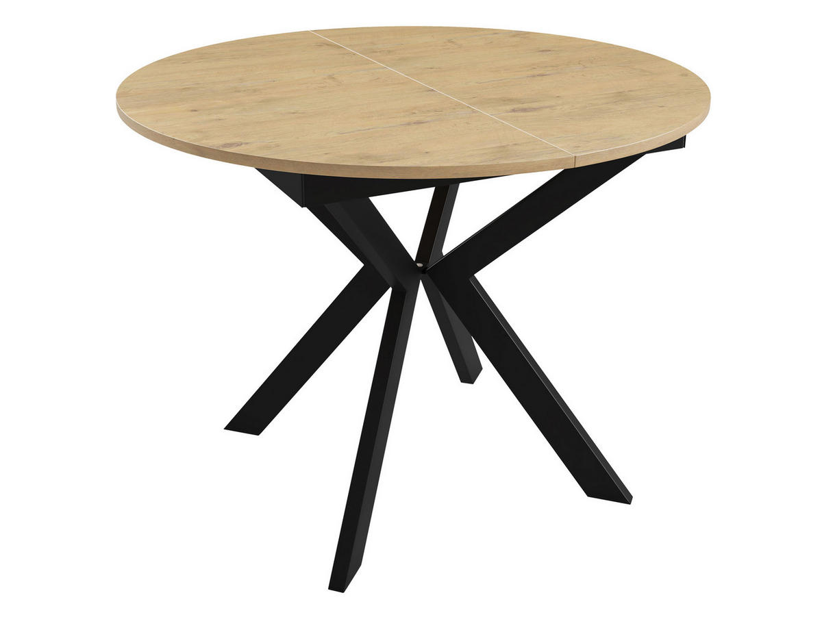 TISCH Leia 100 Ausziehbar - Schwarz/Naturfarben, Holzwerkstoff/Metall (100/100/76cm) - MIRJAN24