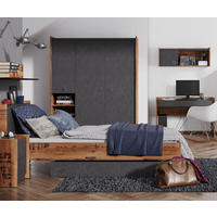 JUGENDZIMMER-SET Fargo Canyon Alpine Spruce / Raw Steel 641x218x191cm 7-teilig - Braun/Grau, Holz/Holzwerkstoff (90/200cm) - Feldmann-Wohnen