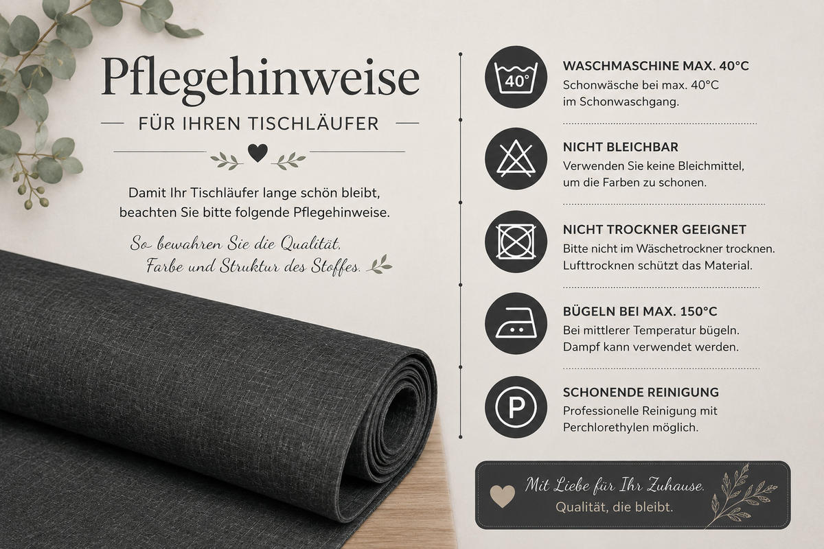 TISCHLÄUFER 33/160 cm Anthrazit Leinenoptik - Anthrazit, Textil (33/160cm) - TiborTex