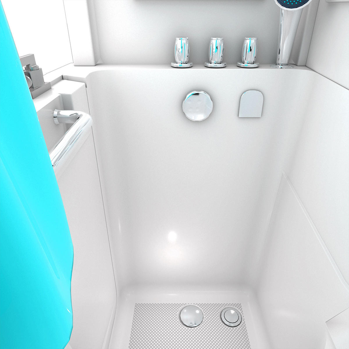 SENIOREN Dusche Sitzwanne Tür Seniorenwanne S08D-C-R - Weiß, Glas/Kunststoff (110/68/205cm) - AcquaVapore by Sandra Jentho