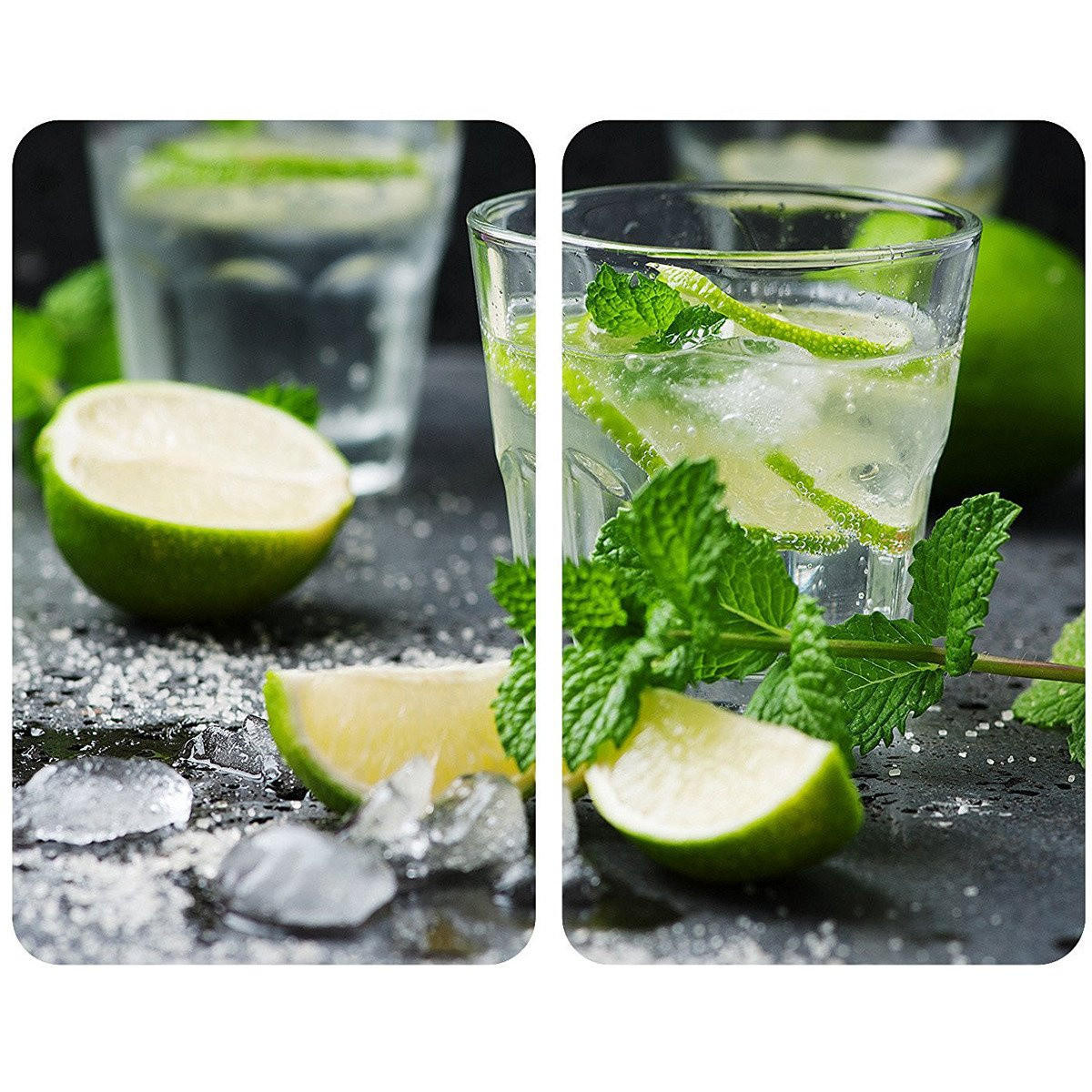 GLASSCHUTZPLATTEN für Herd - 2 Stück Mojito 52/30/0,5 cm - Anthrazit, Glas (30/0.5/52cm) - Wenko