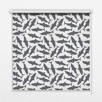 VNÚTORNÁ roleta - okenná roleta - roleta - 100x140 cm - Žraloky - čierna, plast (100/140/0.5cm) - TULUP