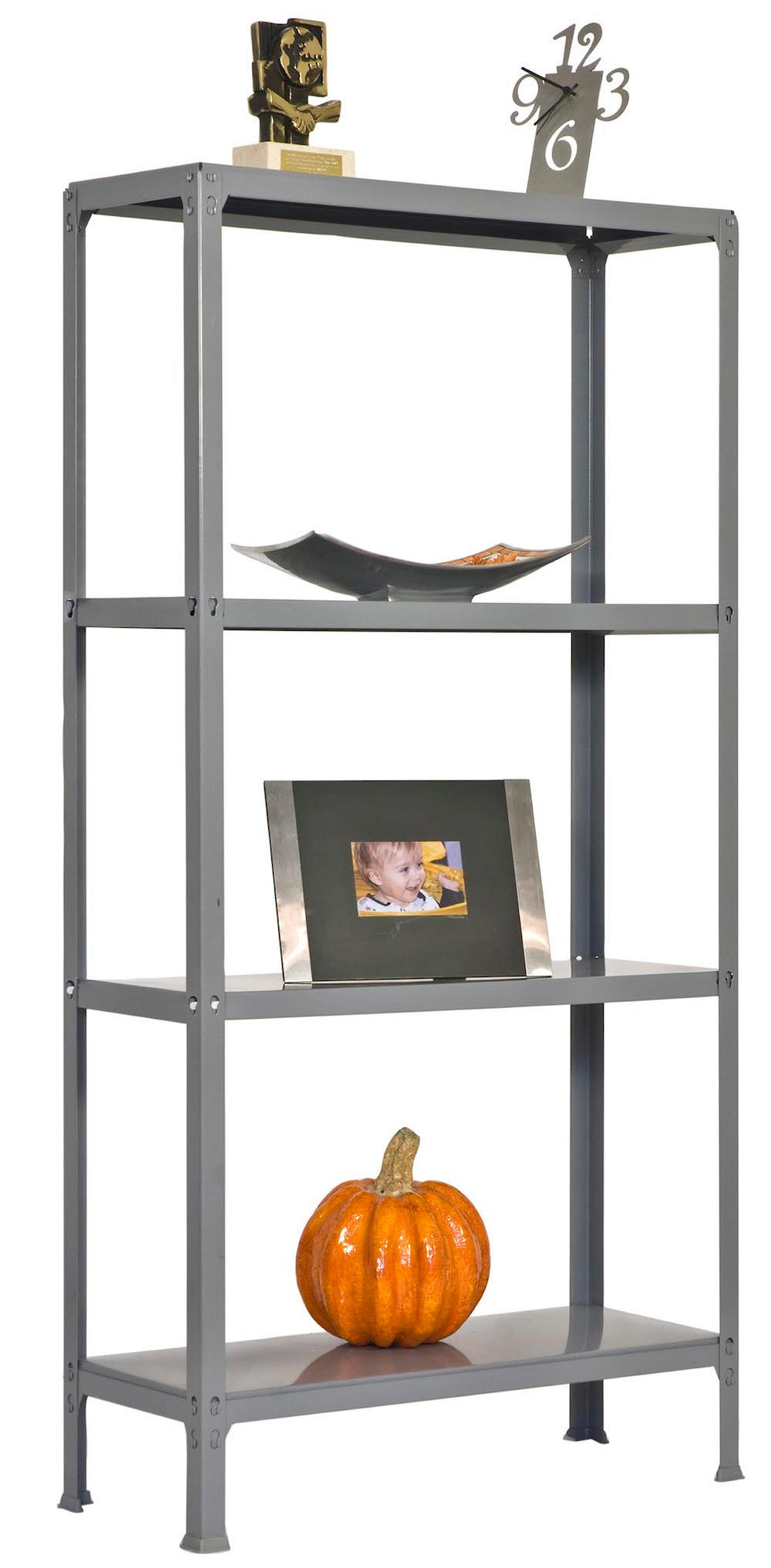 WOHNREGAL LIVING KOALA METAL mit 4 Fachböden | HxBxT 160x100x30cm | Fachlast 150kg | Grau/Grau - Grau, Metall (100/160/30cm) - PROREGAL