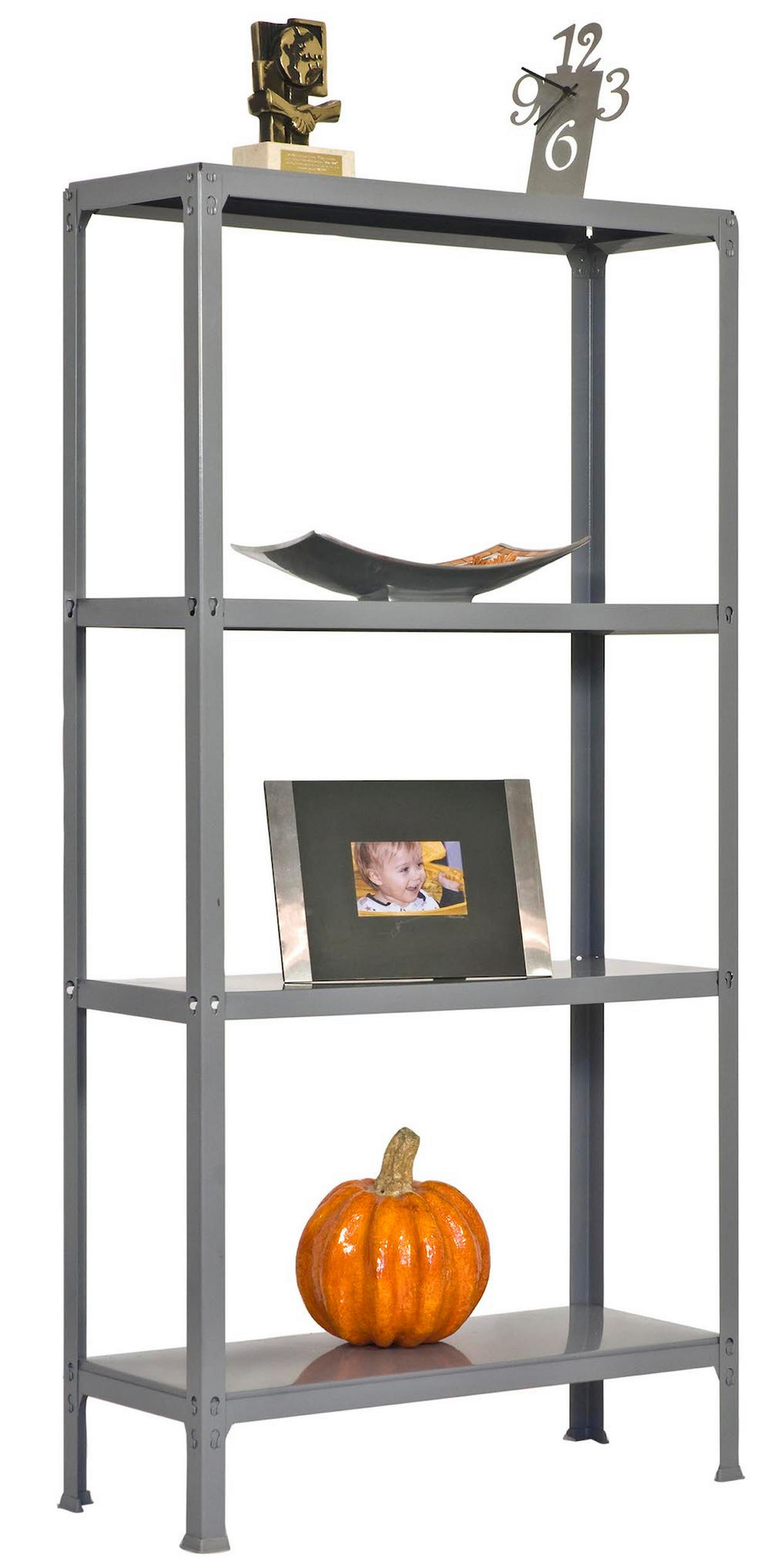WOHNREGAL LIVING KOALA METAL mit 4 Fachböden | HxBxT 160x80x30cm | Fachlast 150kg | Grau/Grau - Grau, Metall (80/160/30cm) - PROREGAL