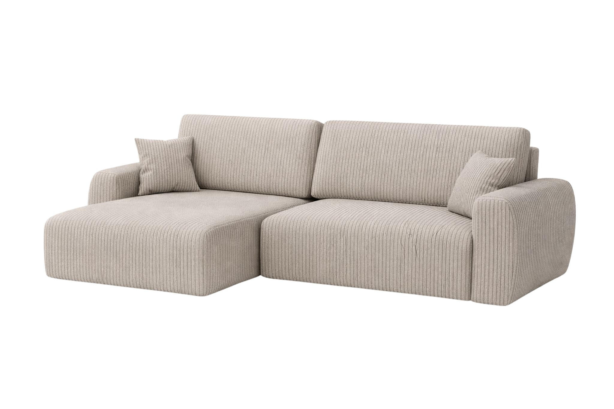 ECKSOFA Mit Schlaffunktion Ariel L, Cordstoff, Stoff Poso, Dunkelbeige, Links - Beige, Holz (250/142cm) - Kaiser Möbel