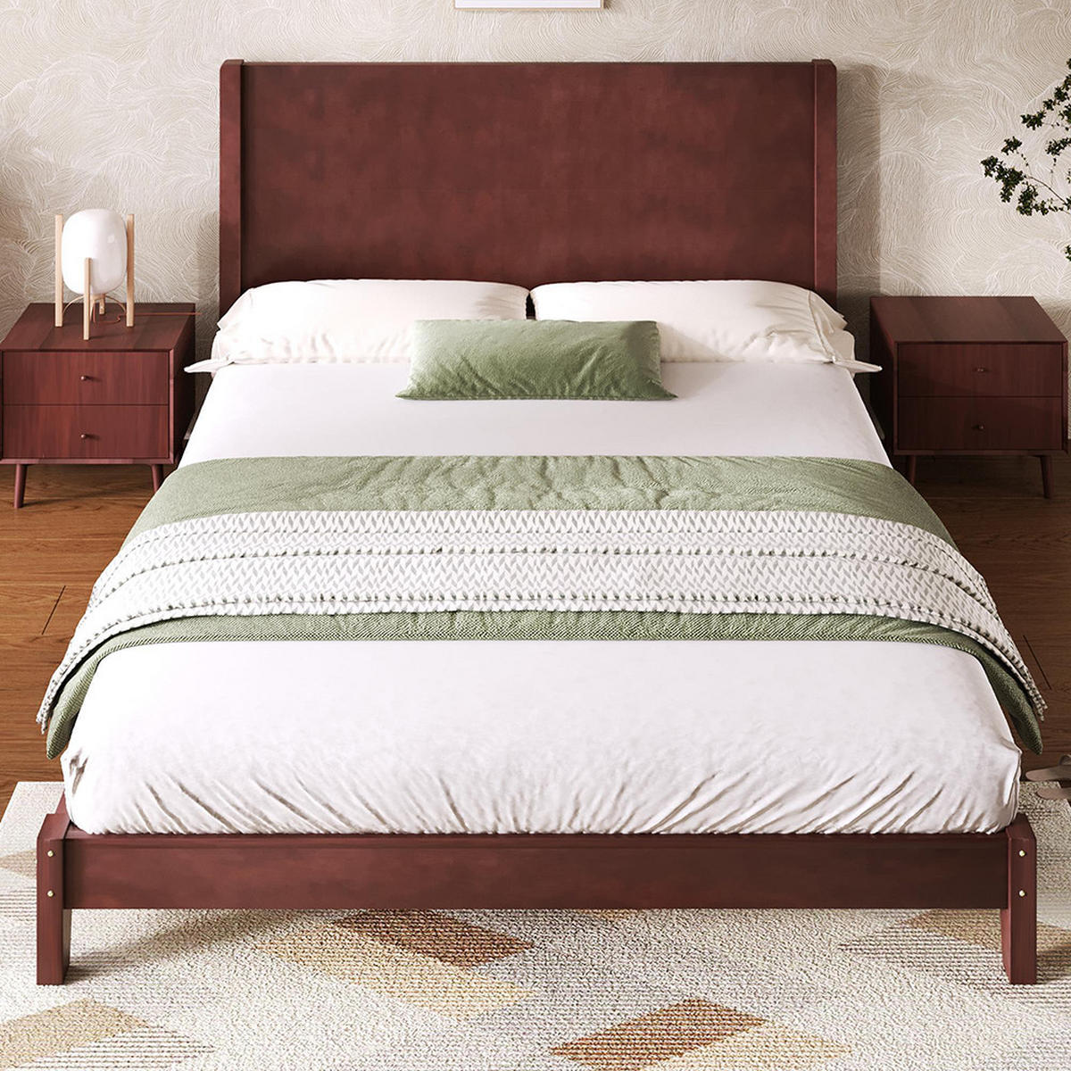PLATTFORMBETT 160x200 cm mit Kopfteil und Lattenrost, Braun - Braun, Holz (160/200cm) - KOMHTOM
