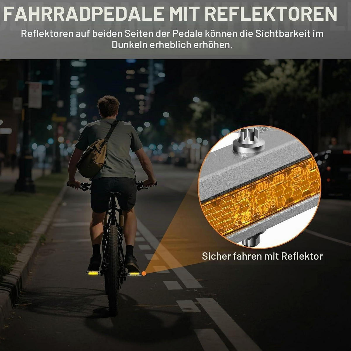 FAHRRADPEDALE CNC Aluminium Silber mit Reflektoren - Silberfarben, Metall (10/1.5/12cm)