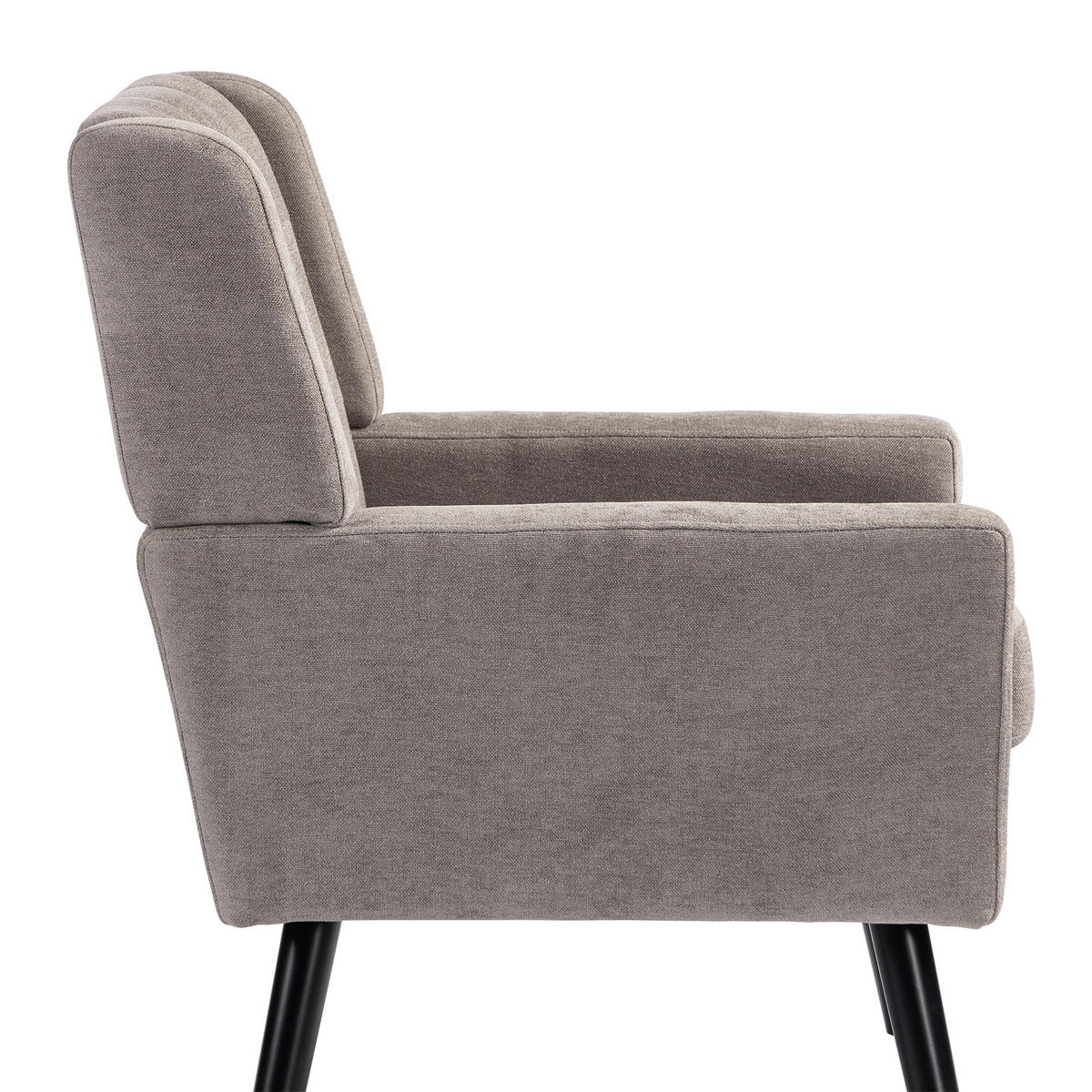 POLSTERSTUHL Leinen mit Tufting, Massivholzbeinen 68/76/88 cm Hellgrau 130 kg belastbar - Hellgrau, Textil (76/88/68cm) - Redom