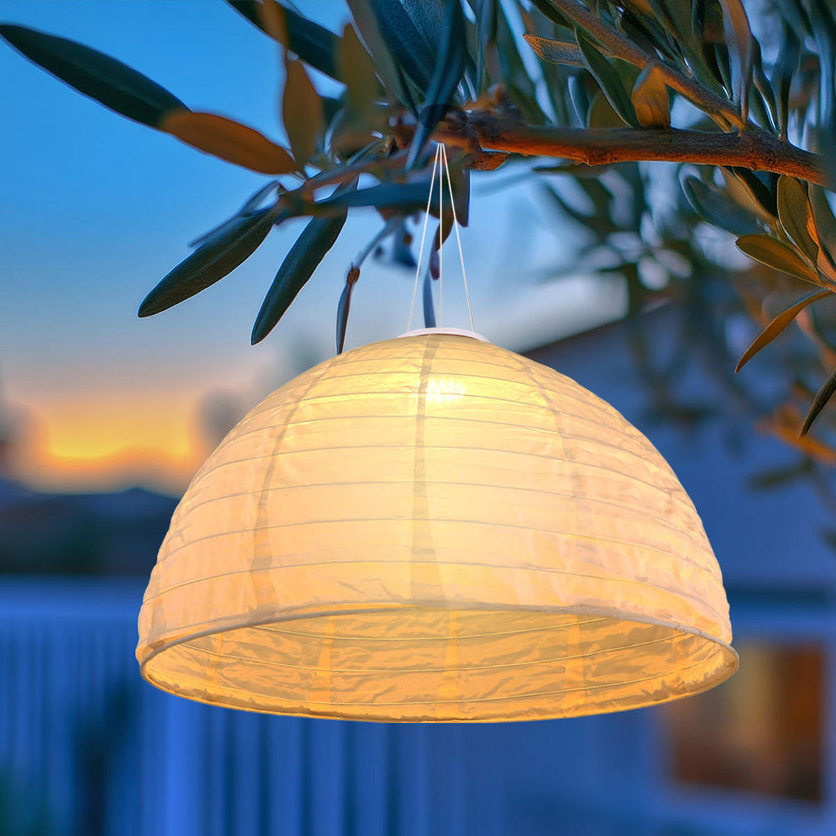 LED AUSSENHÄNGELAMPE Leinen Weiß 2er Set - Weiß, Textil (40/40/30cm) - Globo Lighting