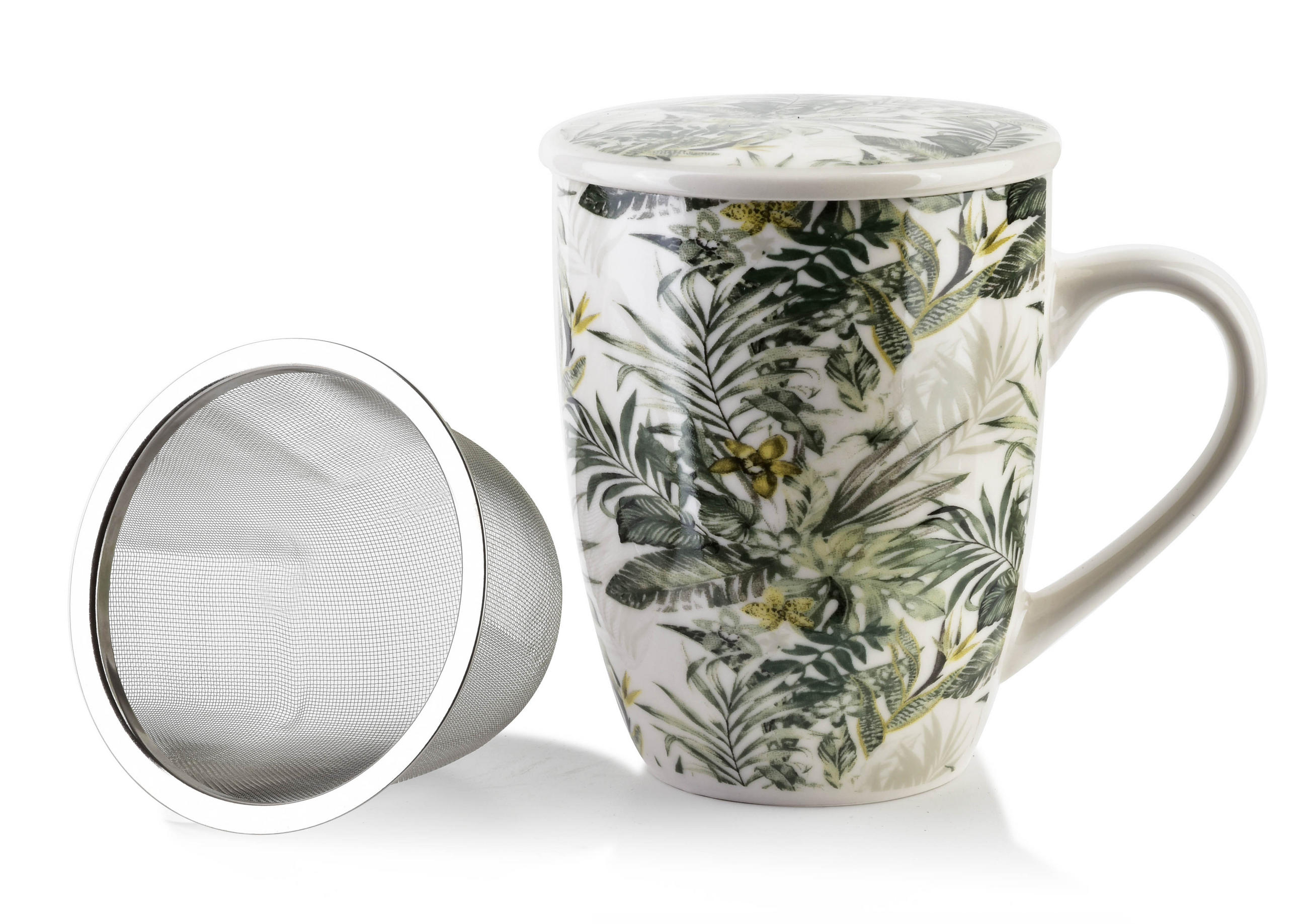 BECHER mit SIEB und Deckel Eddy - Dunkelgrün, Keramik (0.32L) - Mondex