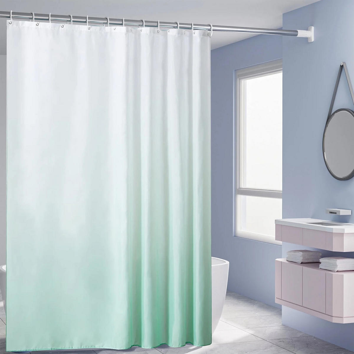 DUSCHVORHANG Hellgrün Polyester 120 x 200 cm wasserdicht schimmelresistent modern schlicht - Grün, Textil (120/200cm) - MCBOSON