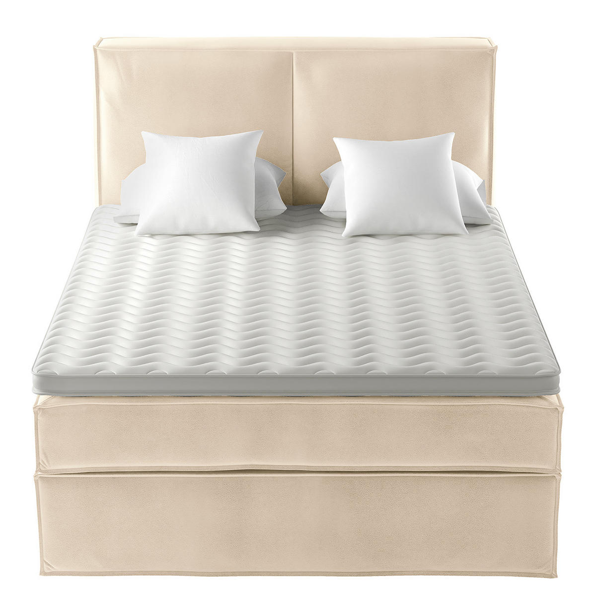 BOXSPRINGBETT mit Kopfteil - Premium - Creme, Textil (160/200cm) - home24