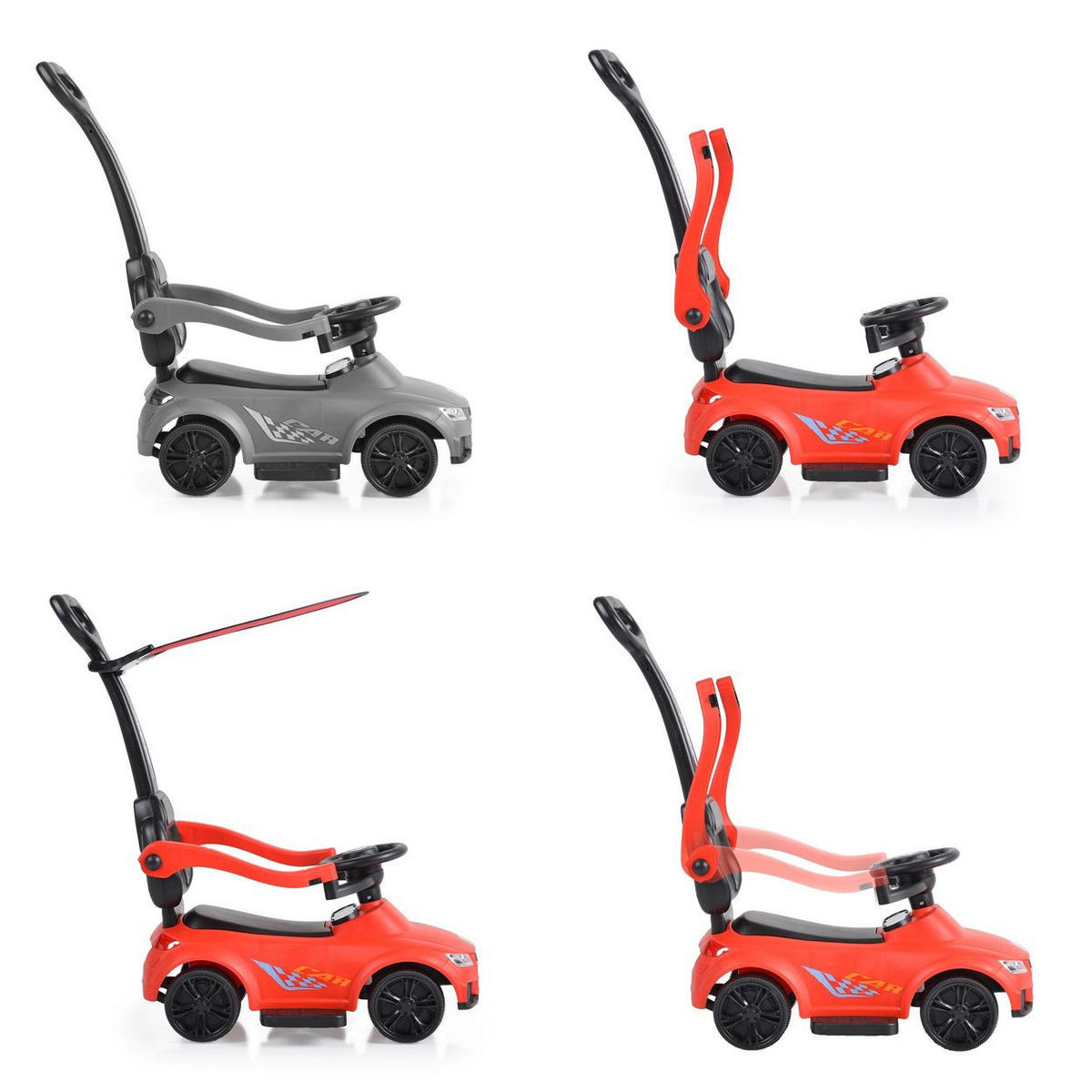 RUTSCHER Victory 2 in 1 rot Rutscher mit Griff Lehne Fußstütze Musikfunktion - Rot, Kunststoff (87/66/41cm) - Moni