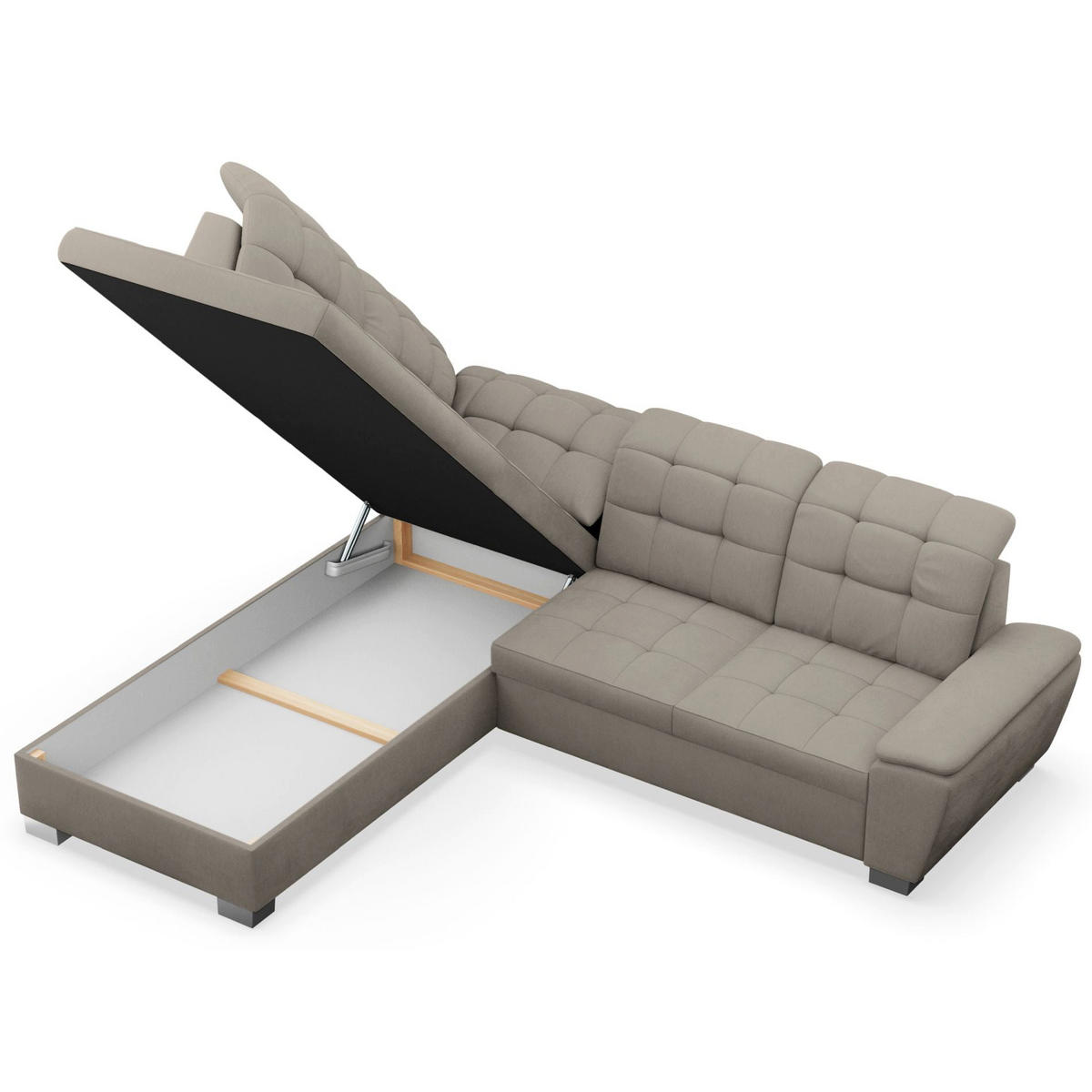 ECKSOFA Jamaal Taupe linksseitig - Taupe/Schwarz, Textil (258/212cm) - Selsey