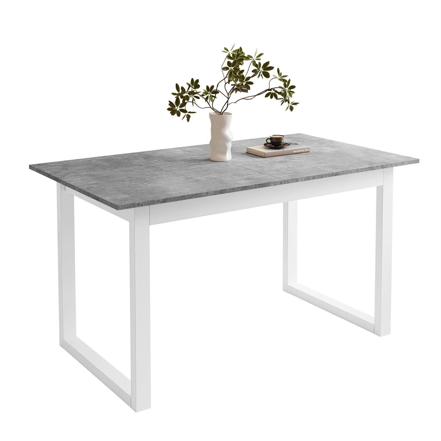 ESSTISCH ARTON II ausziehbarer Tisch 140-195 cm für 6-8 Personen - Weiß/Grau, Holzwerkstoff/Metall (140/80/77cm) - Lookway