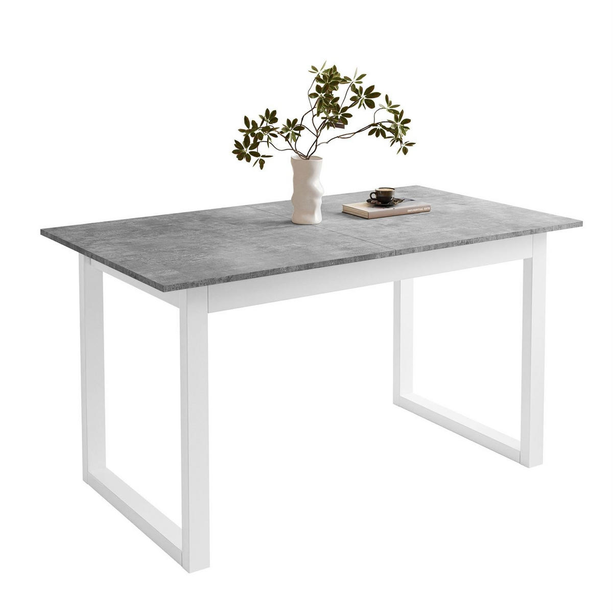 ESSTISCH ARTON II ausziehbarer Tisch 140-195 cm für 6-8 Personen - Weiß/Grau, Holzwerkstoff/Metall (140/80/77cm) - Lookway