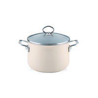 HOHER Topf mit Deckel 6,5l 24cm Avorio R0705011 - Creme, Glas (24cm) - Riess