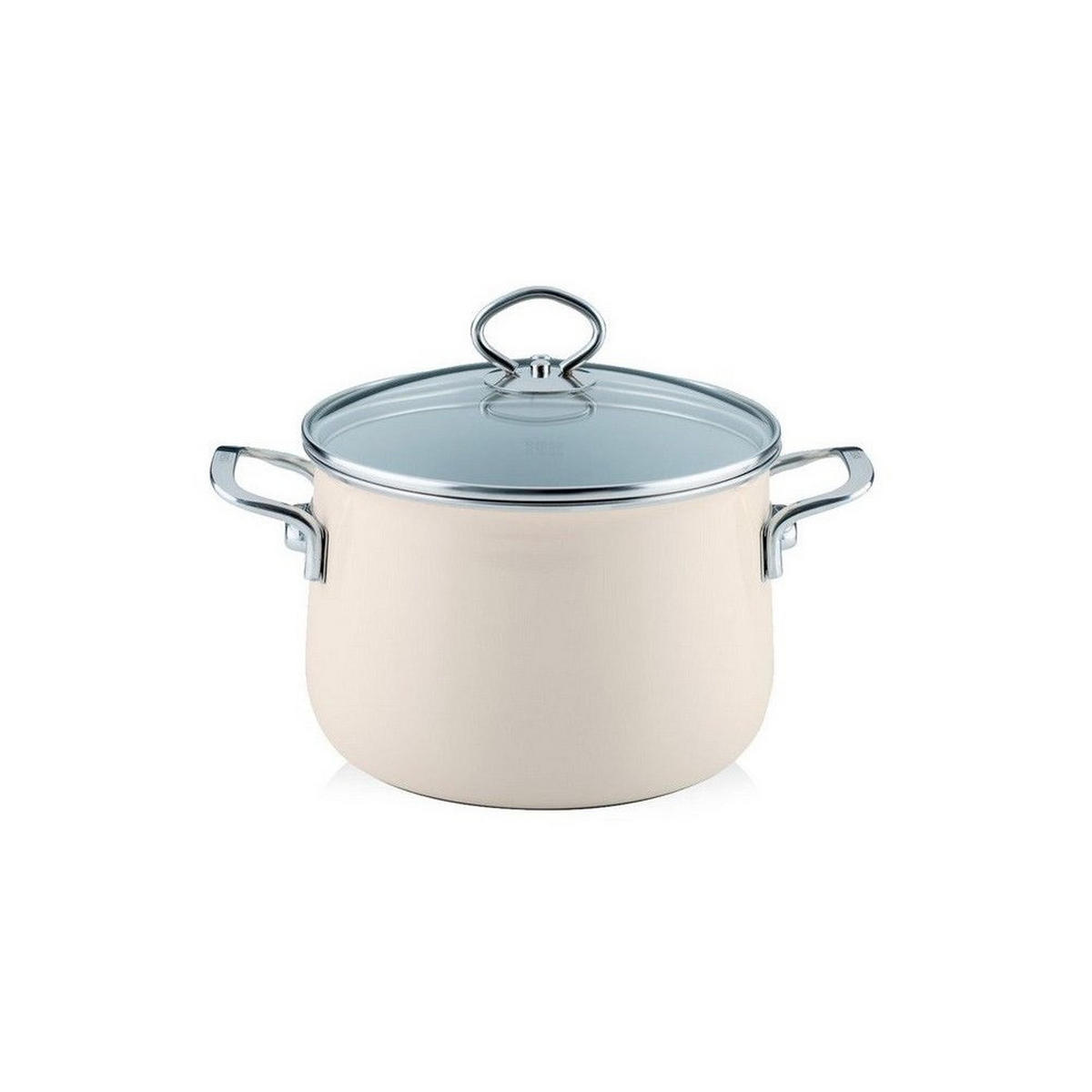 HOHER Topf mit Deckel 6,5l 24cm Avorio R0705011 - Creme, Glas (24cm) - Riess