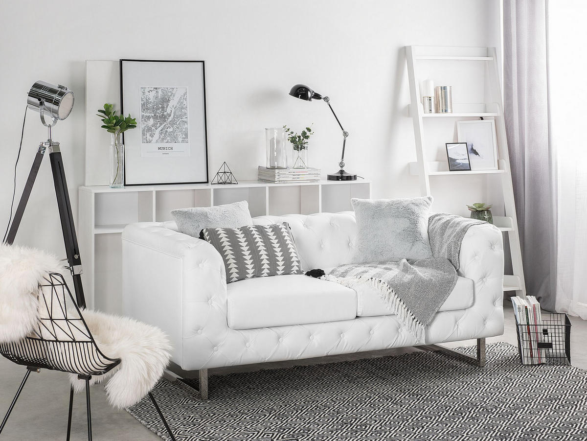 2-SITZER-SOFA Kunstleder Weiß Vissland - Weiß, Kunststoff/Textil (172/71/87cm) - Beliani