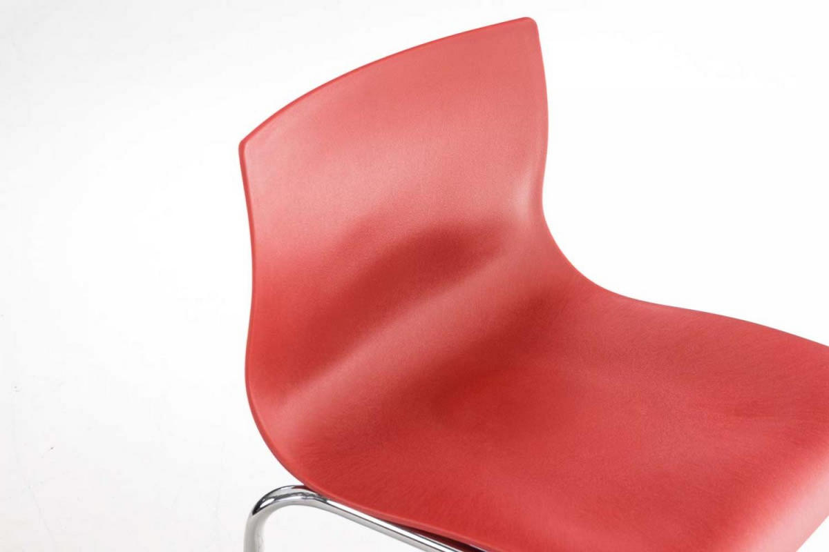 BARHOCKER 2er Set Kunststoff rot - Chromfarben/Rot, Kunststoff/Metall (43/100/48cm) - CLP