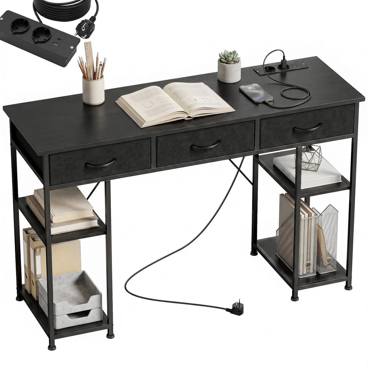 BÜROTISCH Schwarz 1 Stück - Schwarz, Holzwerkstoff (40/120/76cm) - GiPP