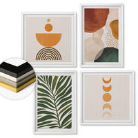 WANDBILDER 4er-Set - 50x50 cm & 40x60 cm Weißer Rahmen - Abstrakte Blattformen - Weiß, Kunststoff (50/50cm) - ArtPrintCave