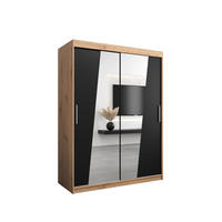 SCHWEBETÜRENSCHRANK 200/150/62 2-türig - Silberfarben/Schwarz, Holz/Kunststoff (150/200/62cm) - Abiks Möbel