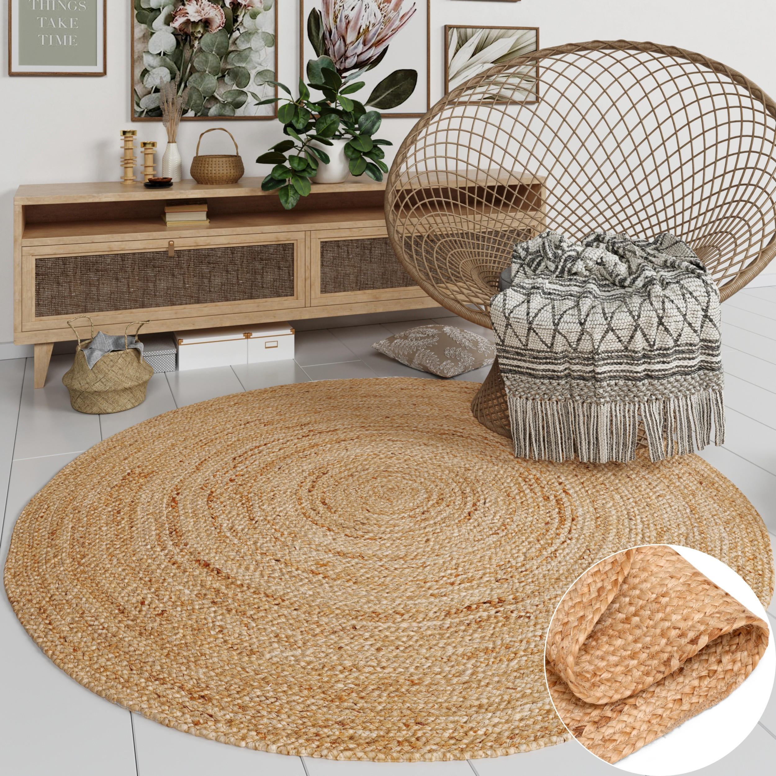 JUTETEPPICH Nitin natur 100/100 cm - Naturfarben, Naturmaterialien (100/100cm) - My-Rug