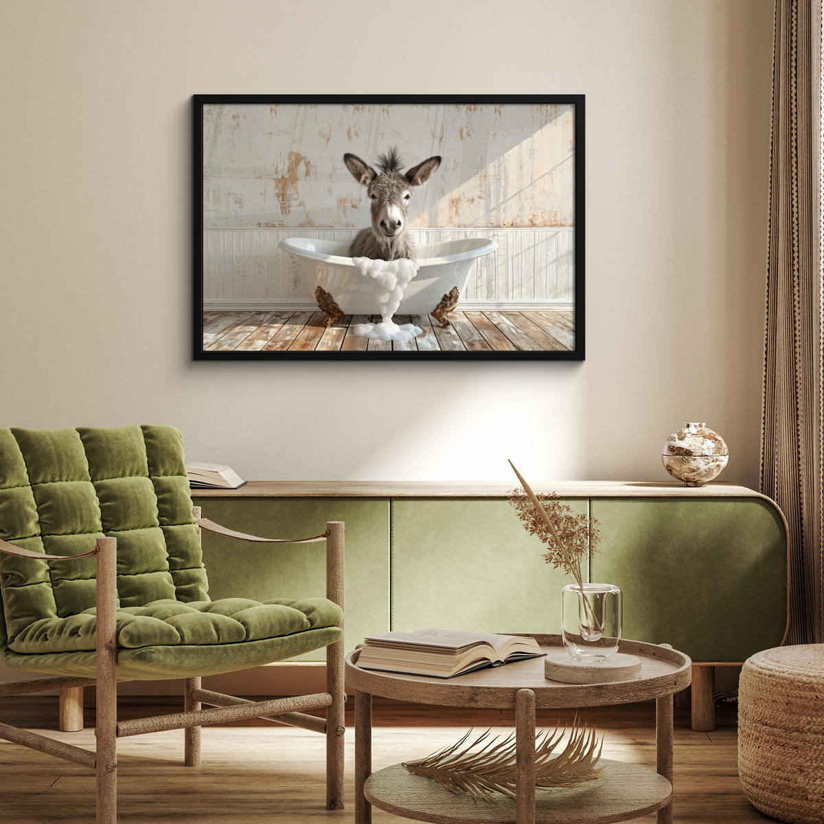 ZARÁMOVANÝ PLAGÁT Osol - Zvieratá - Vaňa - Pena 90x60 cm - biela, papier (90/60cm) - MuchoWow