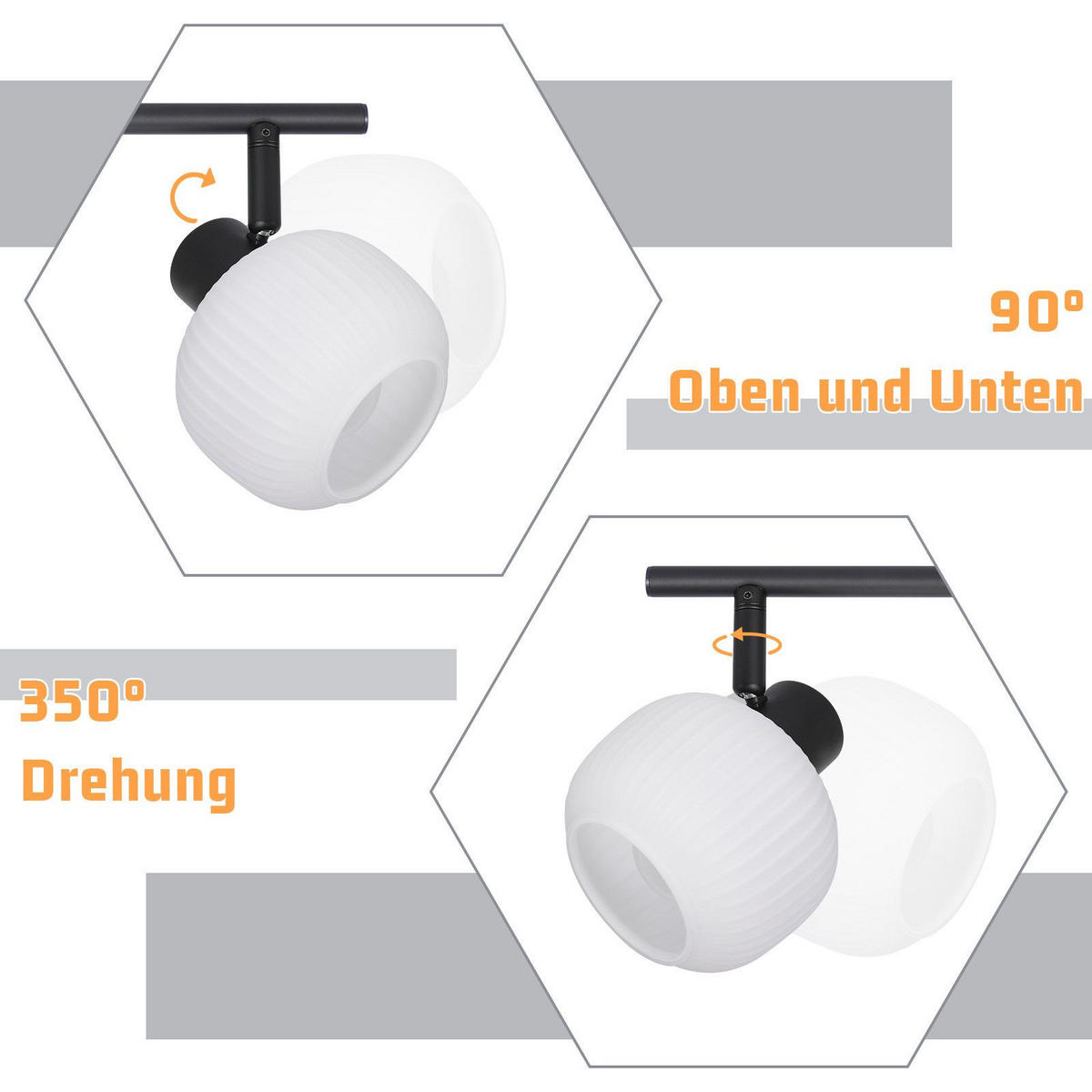DECKENSTRAHLER Scheinlinde 10/16.5/42.5 cm - Schwarz, Metall (42.5/10/16.5cm) - ZMH