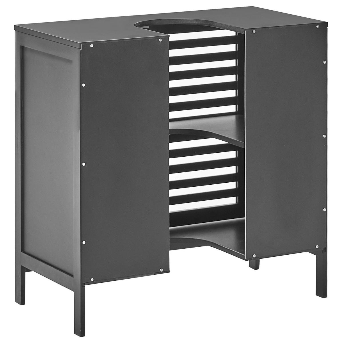 WASCHBECKENUNTERSCHRANK Bambus 60 cm Schwarz Missoula - Schwarz, Holz (60/60/30cm) - Beliani