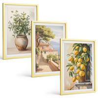 BILDER SET 3er Set - 40x60 cm Goldrahmen - Blumen in einer Vase, ein Meer aus Zitronen - Goldfarben, Kunststoff (40/60cm) - TULUP