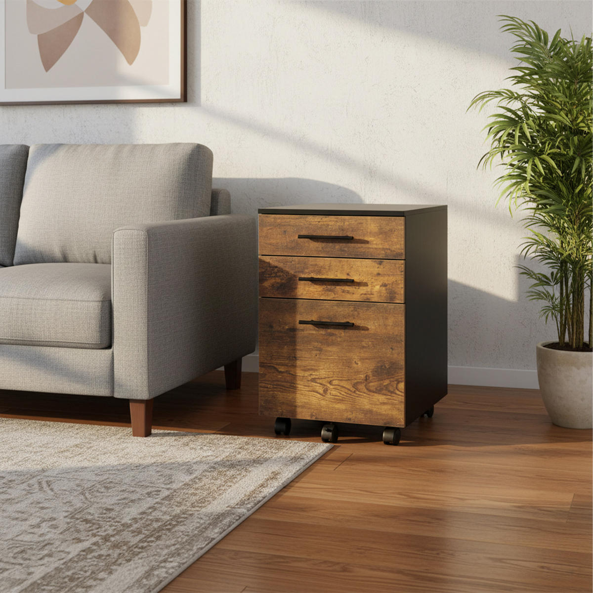 ROLLCONTAINER - Multicolor/Schwarz, Holzwerkstoff/Kunststoff (40/57.5/40cm) - Relaxdays