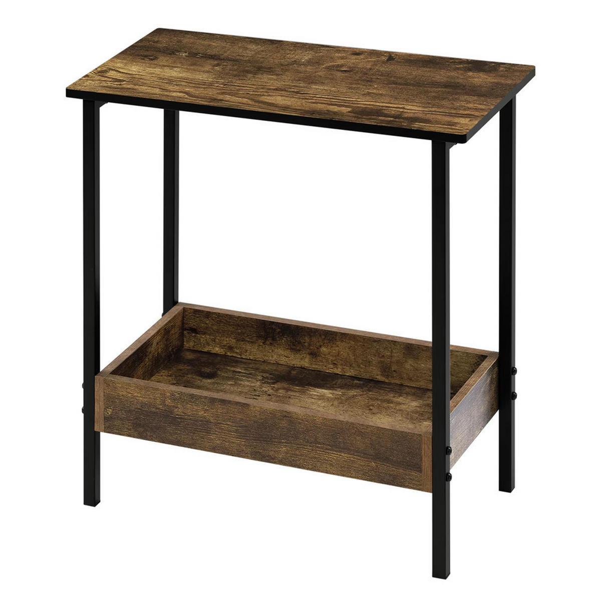 BEISTELLTISCH 2 Regale Stauraum modern Sofa Tisch Dunkle Eiche - Braun, Holz (25/50/55cm) - Kaket