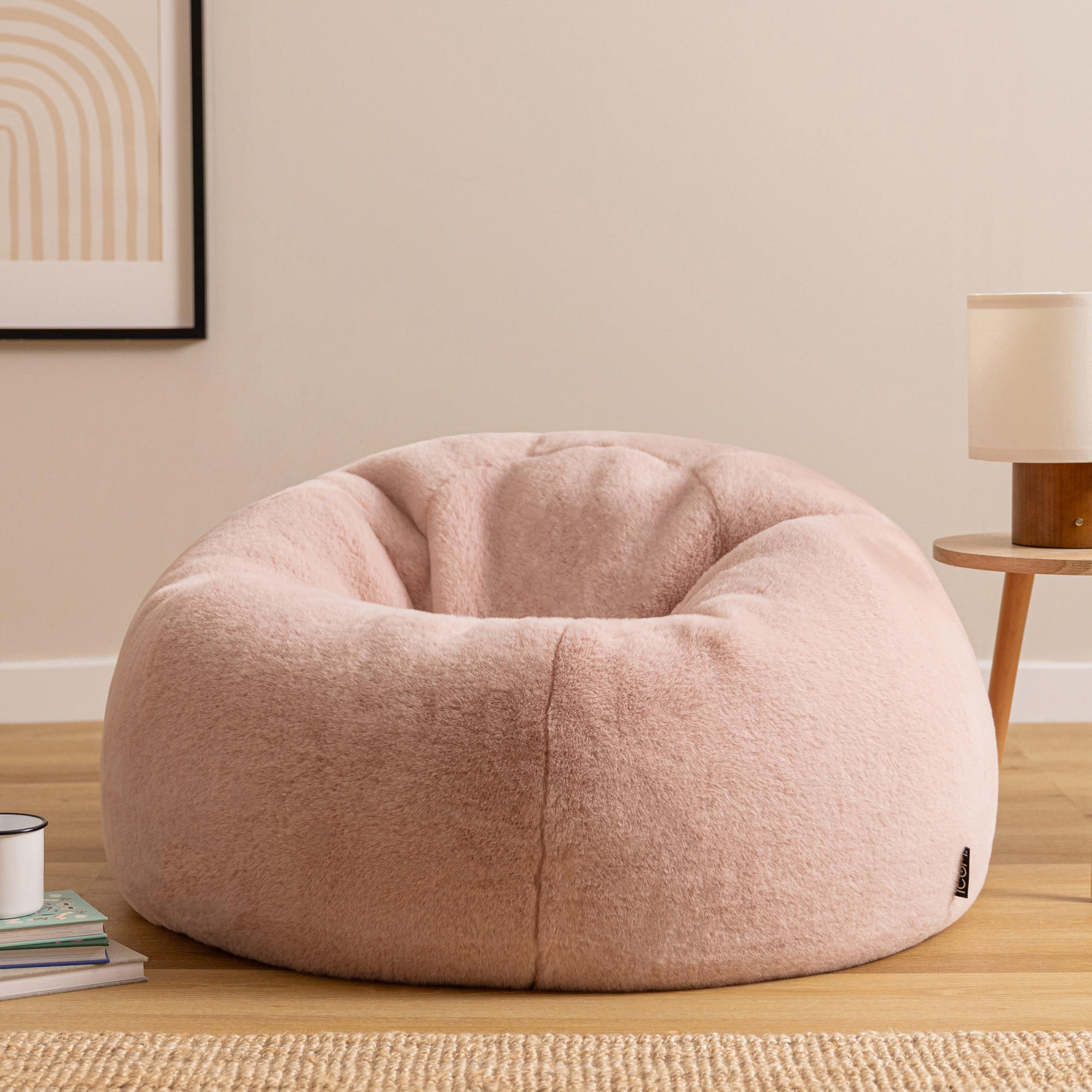 SITZSACK Kingston Kaninchenkunstfell - Pink, Textil (85/50/85cm) - icon