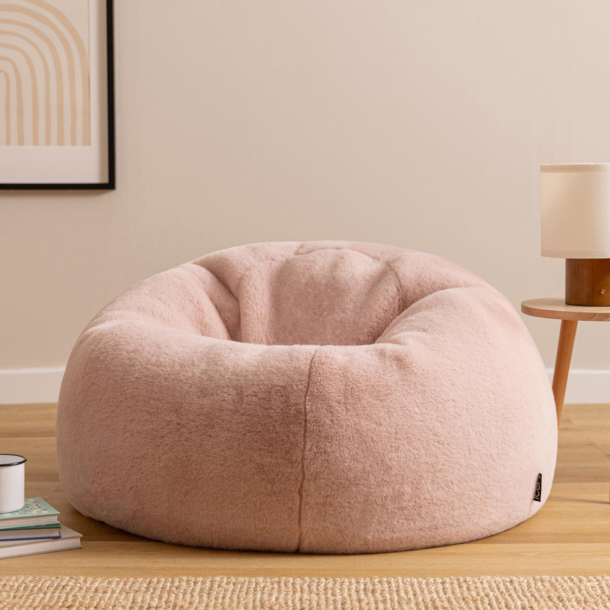 SITZSACK Kingston Kaninchenkunstfell - Pink, Textil (85/50/85cm) - icon